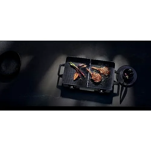 WMF ▫️ Lono - Mastergrill, Grelhador Elétrico de 2400 W, Superfície antiaderente, 2 placas amovíveis com regulador de temperatura individual, acabamentos em aço inoxidável Cromargan, cor prateada/preta 2