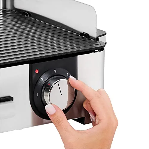 WMF ▫️ Lono - Mastergrill, Grelhador Elétrico de 2400 W, Superfície antiaderente, 2 placas amovíveis com regulador de temperatura individual, acabamentos em aço inoxidável Cromargan, cor prateada/preta 3