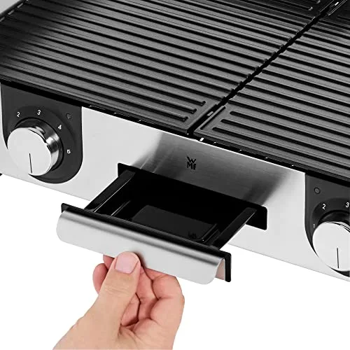 WMF ▫️ Lono - Mastergrill, Grelhador Elétrico de 2400 W, Superfície antiaderente, 2 placas amovíveis com regulador de temperatura individual, acabamentos em aço inoxidável Cromargan, cor prateada/preta 5