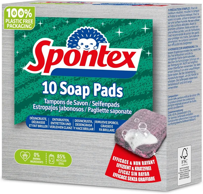 Spontex ▫️ 10 esfregões com sabão: eficazes contra a gordura e a sujidade