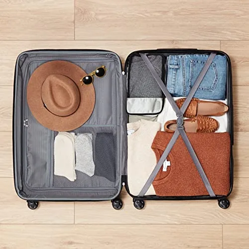 Amazon Basics ▫️ Mala Rígida Grande - Bagagem de Viagem Extensível em ABS com 4 Rodas Duplas Giratórias - Resistente a arranhões e leve - 78 x 52,6 x 32 cm - Laranja Queimado 3