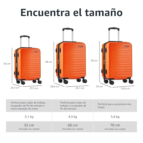 Amazon Basics ▫️ Mala Rígida Grande - Bagagem de Viagem Extensível em ABS com 4 Rodas Duplas Giratórias - Resistente a arranhões e leve - 78 x 52,6 x 32 cm - Laranja Queimado 5