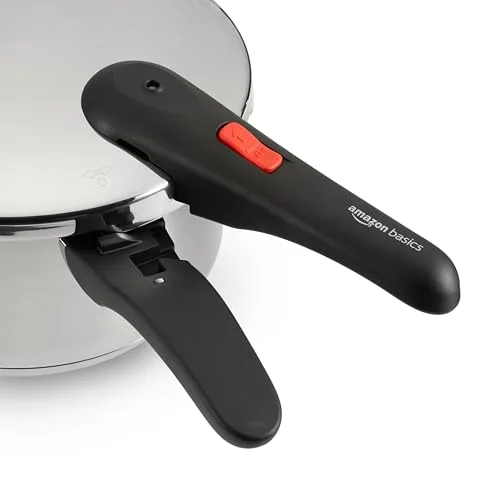 Amazon Basics ▫️ Panela de pressão em aço inoxidável, adequada para placas de indução, 4 litros, prateada 2