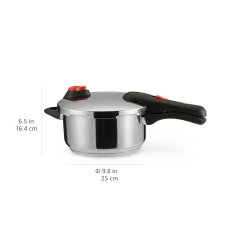 Amazon Basics ▫️ Panela de pressão em aço inoxidável, adequada para placas de indução, 4 litros, prateada 6