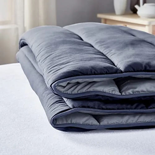 PIKOLIN ▫️ Home - Edredão reversível com enchimento de fibra de 300 gr - Edredão para cama 100/105 - Toque de penas, quente, respirável, cor cinzento claro/cinzento natural, 180 x 220 cm 2