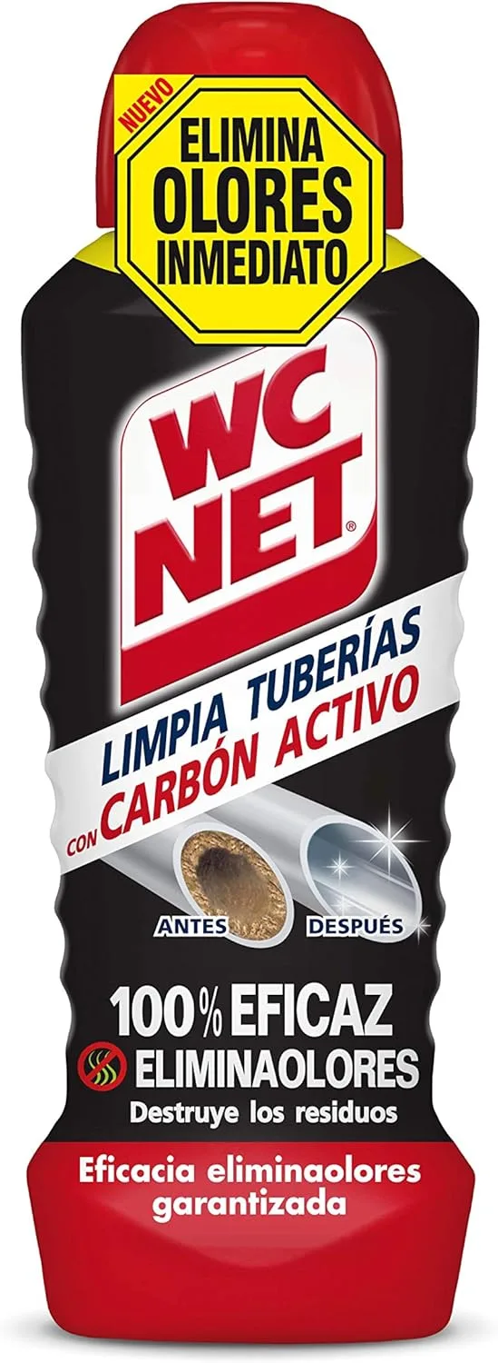WC Net ▫️ Canalizações com maus odores? Limpia Canalizações com Carvão Ativo é a solução. Dissolve cabelos e resíduos de sabão. 700 ml