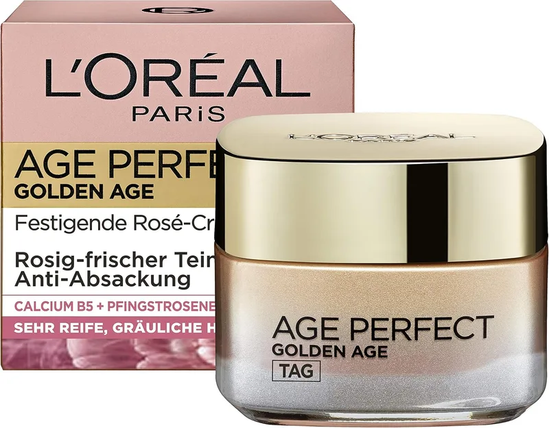 L'Oreal Paris ▫️ L'Oréal Paris Age Perfect Golden Age Cuidado de dia, com Neo-cálcio e extrato de Posies, proporciona um tom de pele fresco e rosado, 50 ml