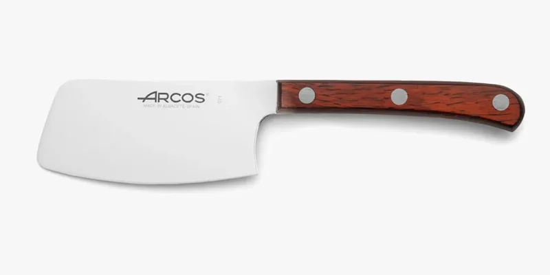 Arcos ▫️ Faca de Carne/Faca de Mesa em Aço Inoxidável Nitrum com Lâmina de 90 mm. Faca de Carne para cortar filetes e carne grelhada. Embalagem com cabo em madeira castanha. Série MESA. Cor castanha.