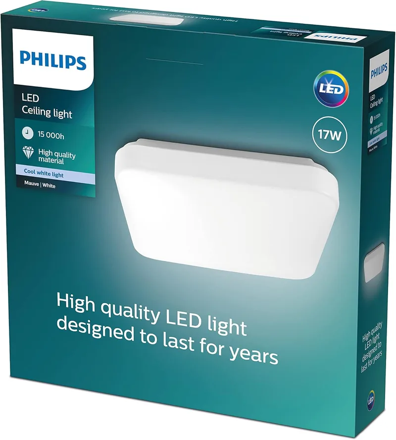 Philips ▫️ Candeeiro de teto MAUVE, candeeiro de teto LED funcional, branco, luz branca fria, 40K - 17W