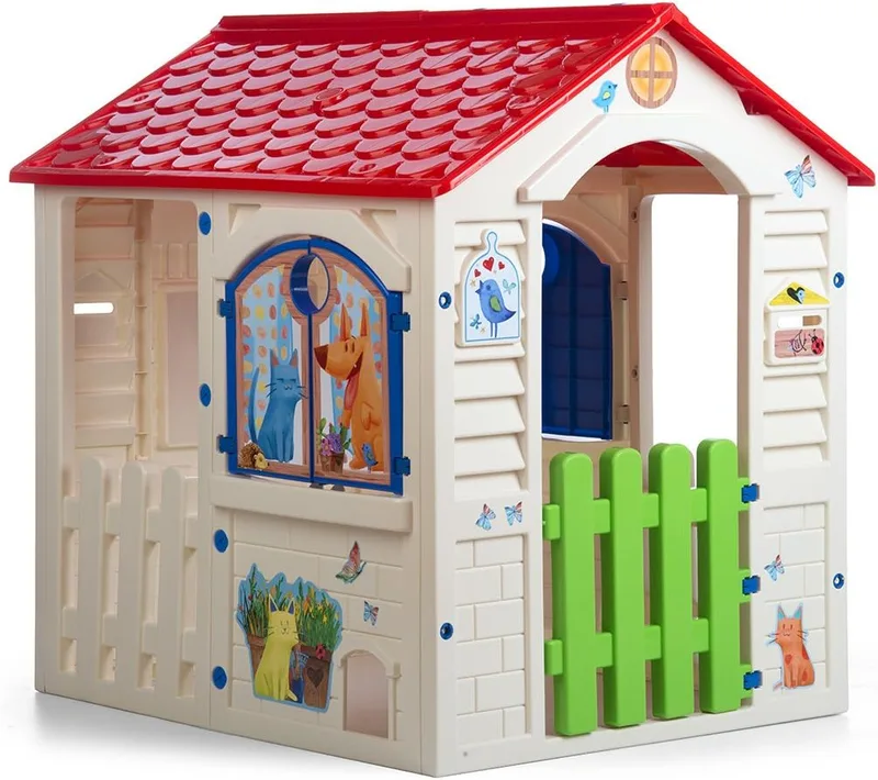 Chicos ▫️ Kids - Casa de brincar para crianças Country Cottage, interior e exterior, em plástico resistente e durável, branco, único, tamanhos 84 x 103 x 104 cm (89607)