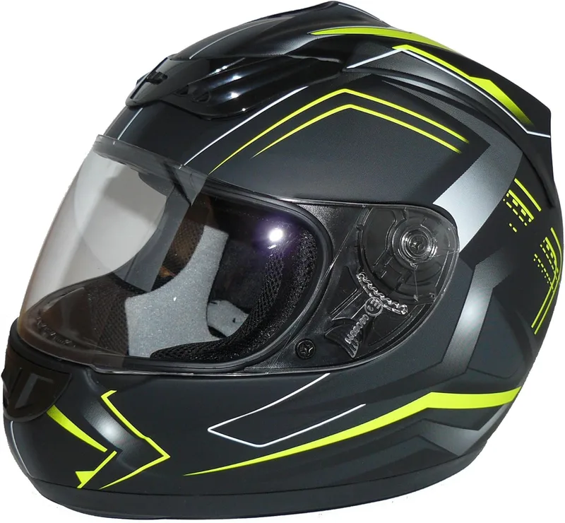 protectWEAR ▫️ Capacete de motociclista H510 Arrow preto mate/amarelo néon