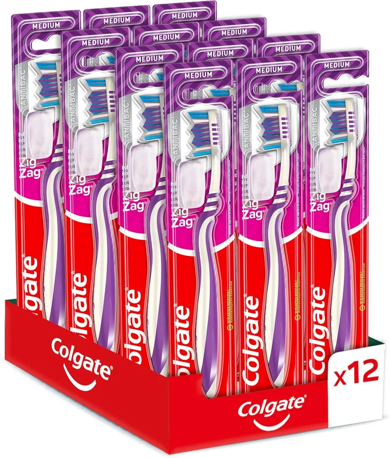 Colgate ▫️ Escova de dentes Zig Zag – Embalagem de 12 escovas