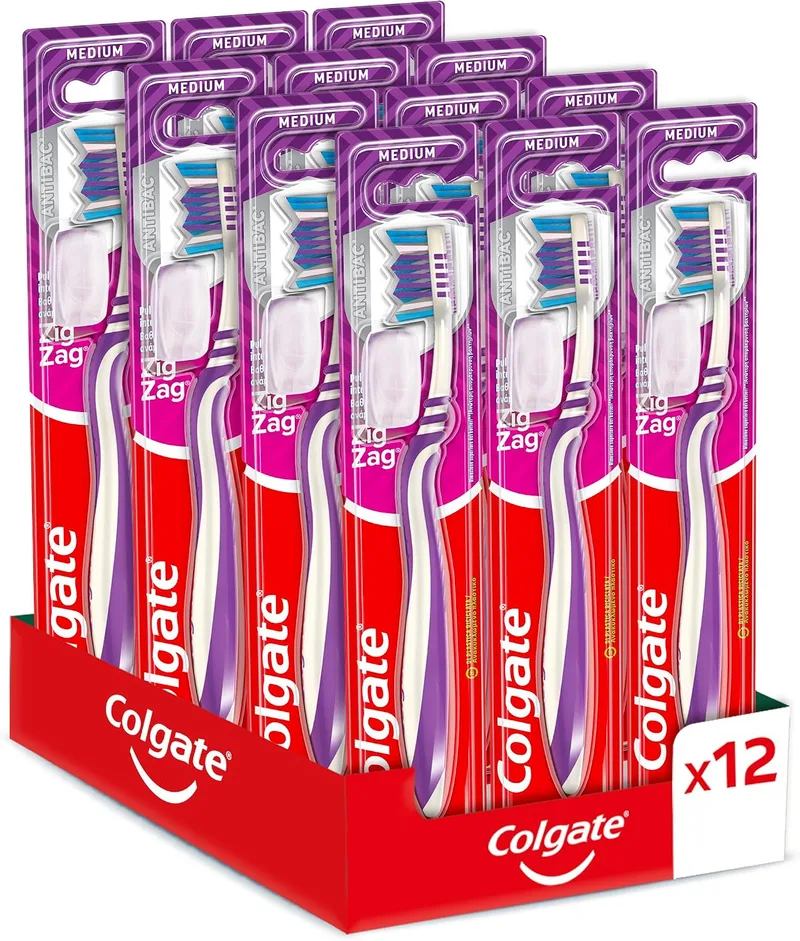 Colgate ▫️ Escova de dentes Zig Zag – Embalagem de 12 escovas
