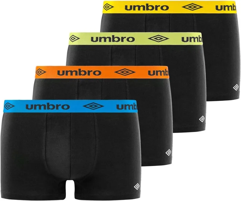 Umbro ▫️ Cuecas Boxer de Algodão para Homem, Roupa Interior Masculina, Confortáveis, Suaves (Conjunto de 4)