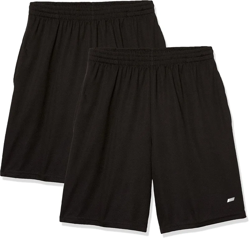 Amazon Essentials ▫️ Calções Desportivos de Basquetebol, Largos, Cintura Elástica, Respiráveis, Absorventes de Humidade para Homem, Conjunto de 2