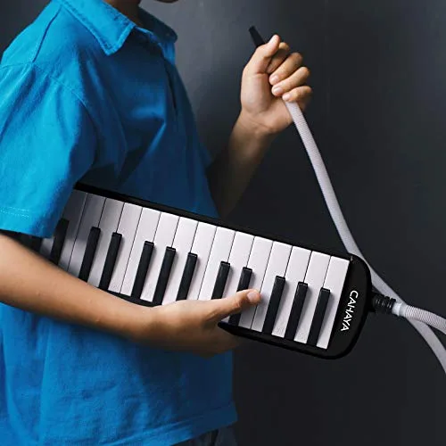 CAHAYA ▫️ Melódica piano de sopro com 32 teclas, inclui tubo de sopro, boquilha e bolsa de transporte (preto) 4