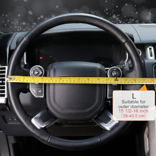 COFIT ▫️ Capa Universal para Volante de Carro – Protetora, Respirável e Antiderrapante – Em Microfibra e Pele – L 39-40,5 cm – Bege e Preto 4