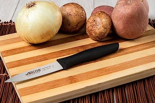 Arcos ▫️ Conjunto de 6 facas descascadoras com lâmina de 100 mm em aço inoxidável e cabo em polipropileno. Conjunto de facas de cozinha para descascar, adequado para a máquina de lavar louça. Série Nova. Cor: preta 5