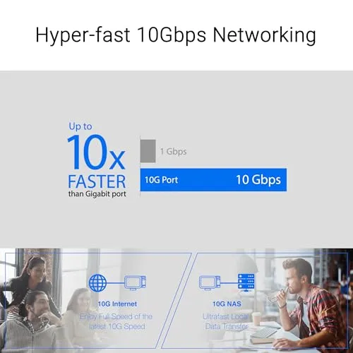 ASUS ▫️ XG-C100C, Adaptador de rede PCIe 10GBase-T compatível com versões anteriores que seguem os padrões de 5/2,5/1 G e 100 Mbps, uma porta RJ45 e QoS integrado, cor vermelho/prateado, PCIe 10 Gigabit 3