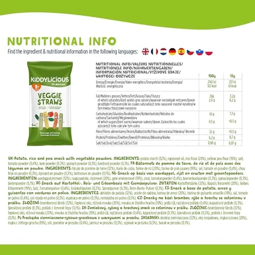 Kiddylicious ▫️ Veggie Straws | 4 embalagens de 48 g (4 saquetas por embalagem) 2