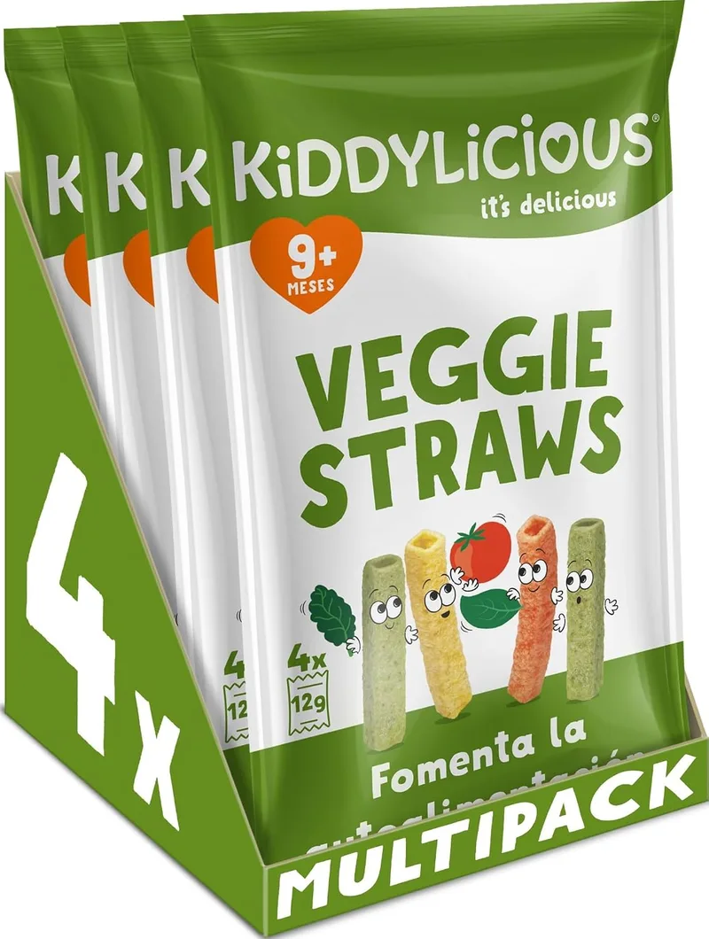Kiddylicious ▫️ Veggie Straws | 4 embalagens de 48 g (4 saquetas por embalagem)