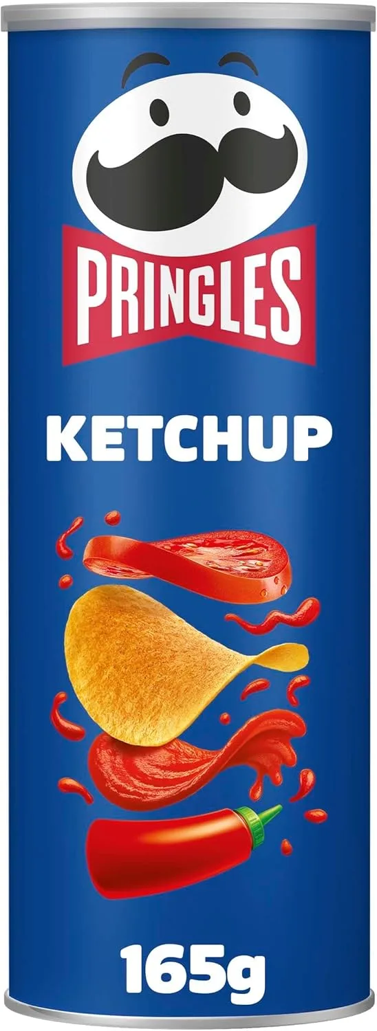 Pringles ▫️ Ketchup : Snack salgado com sabor a ketchup : Tubo : 165g