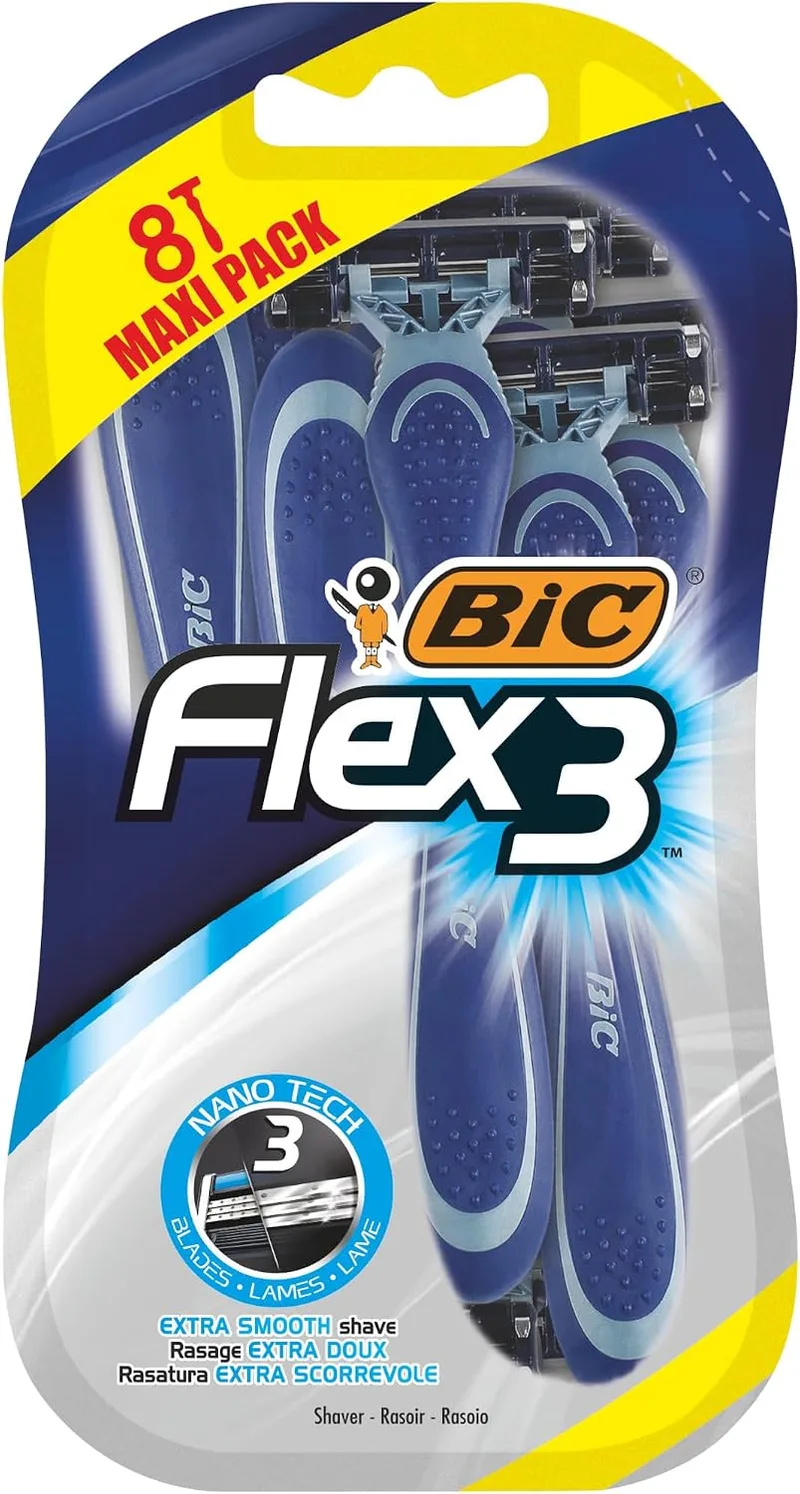 BIC ▫️ Lâminas de barbear Flex3 para homem – Embalagem de 8 unidades