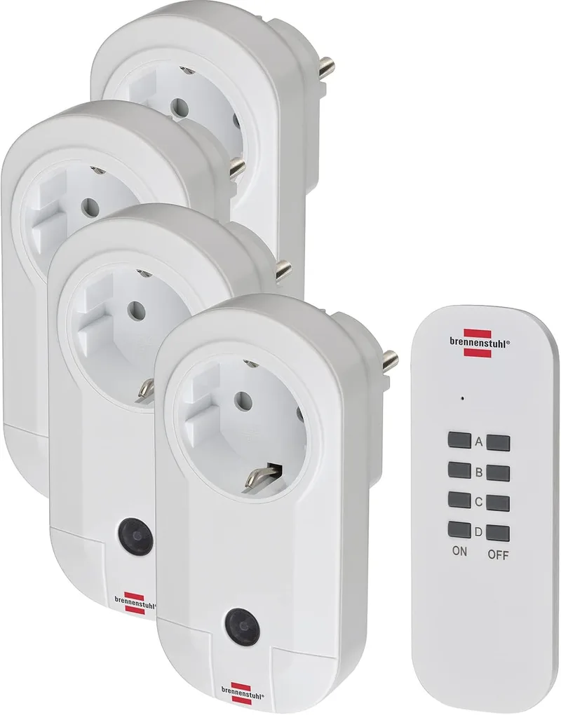 Brennenstuhl ▫️ Conjunto Comfort-Line de 4 tomadas com controlo por rádio (tomadas com controlo por rádio para utilização no interior, com controlo remoto, com controlo por rádio)