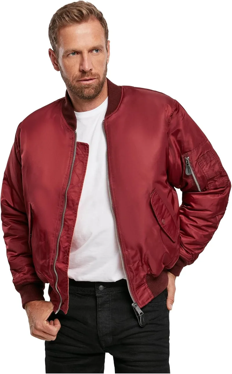 Brandit ▫️ MA1 Casaco Bomber para Homem Preto 100% Nylon