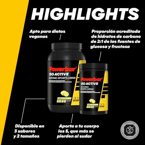 PowerBar ▫️ Isoactive (1320 g) Limão Energia e resistência Eletrólitos 3
