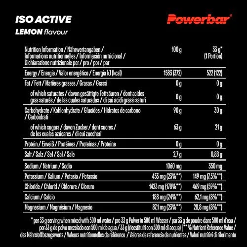 PowerBar ▫️ Isoactive (1320 g) Limão Energia e resistência Eletrólitos 6