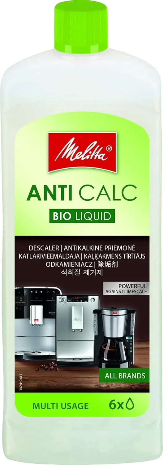 Melitta ▫️ Limpador Multiusos Anti-calcário - Descalcificador líquido BIO para máquinas de café, produto de limpeza para máquinas de café superautomáticas e máquinas de café, amigo do ambiente, 250 ml