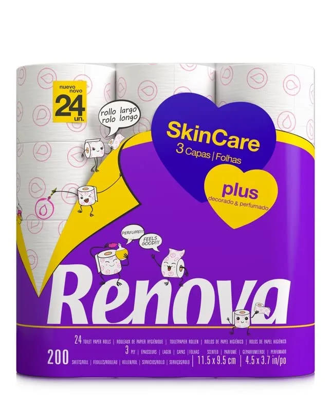 RENOVA ▫️ Papel Higiénico Skin Care Plus Perfumado - 24 rolos 3