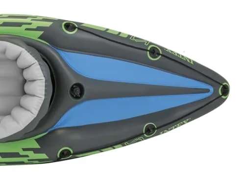 Intex ▫️ Caiaque Challenger, canoa insuflável para uma pessoa com remos de alumínio e bomba manual 5