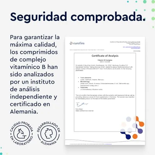Gloryfeel ▫️ Complexo de Vitaminas B - Alta dosagem com B1, B2, B3, B5, B6, B12 - Com biotina (B7) e ácido fólico (B9) - Energia e vitalidade - As 7 vitaminas B num único comprimido - Vegano, testado em laboratório 7