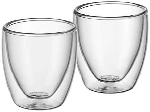WMF ▫️ Kult - Conjunto de duas chávenas de café e chá em vidro, chávenas de café expresso de 80 ml com parede dupla transparente em vidro borossilicato 3