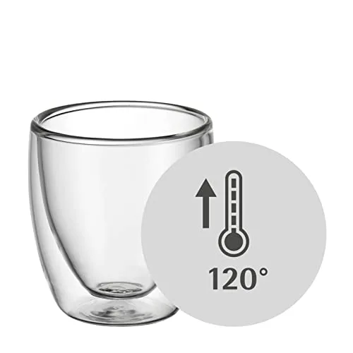 WMF ▫️ Kult - Conjunto de duas chávenas de café e chá em vidro, chávenas de café expresso de 80 ml com parede dupla transparente em vidro borossilicato 4