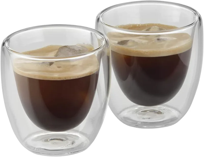 WMF ▫️ Kult - Conjunto de duas chávenas de café e chá em vidro, chávenas de café expresso de 80 ml com parede dupla transparente em vidro borossilicato