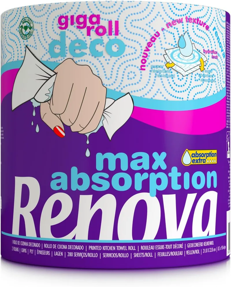 RENOVA ▫️ Rolo de Cozinha Gigaroll Decorado, 1 gigarolo equivale a 8 rolos