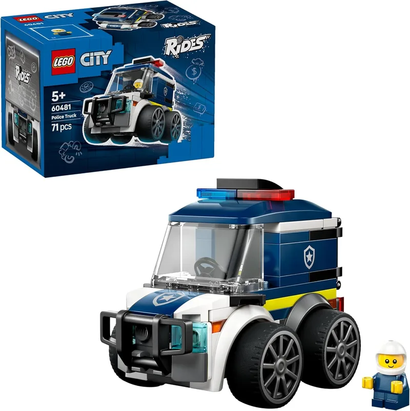 LEGO ▫️ City Vehicles: Carrinha da Polícia de Brinquedo - Kit de Construção com Minifigura de Agente da Polícia - Enchimento de Festa de Aniversário para Crianças - Prenda para Crianças 5+ Anos - 60481