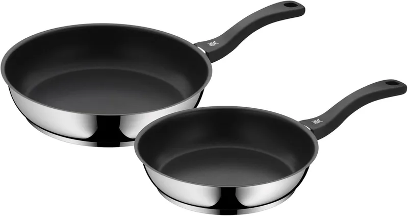 WMF ▫️ Devil - Conjunto de 2 frigideiras antiaderentes de 24-28 cm, frigideira em aço inoxidável com revestimento antiaderente, adequada para todos os tipos de fogões, incluindo indução, sem PFOA, cor preta