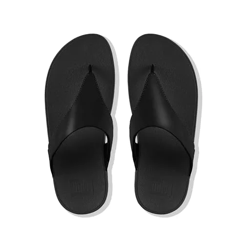 Fitflop ▫️ Lulu Leather Toepost, Sandálias com Plataforma para Mulher, Preto, 36 EU 6