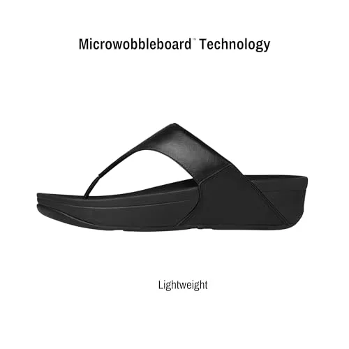 Fitflop ▫️ Lulu Leather Toepost, Sandálias com Plataforma para Mulher, Preto, 36 EU 7