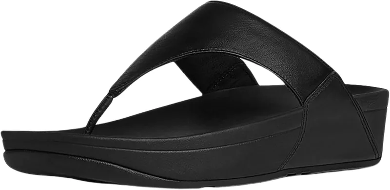 Fitflop ▫️ Lulu Leather Toepost, Sandálias com Plataforma para Mulher, Preto, 36 EU