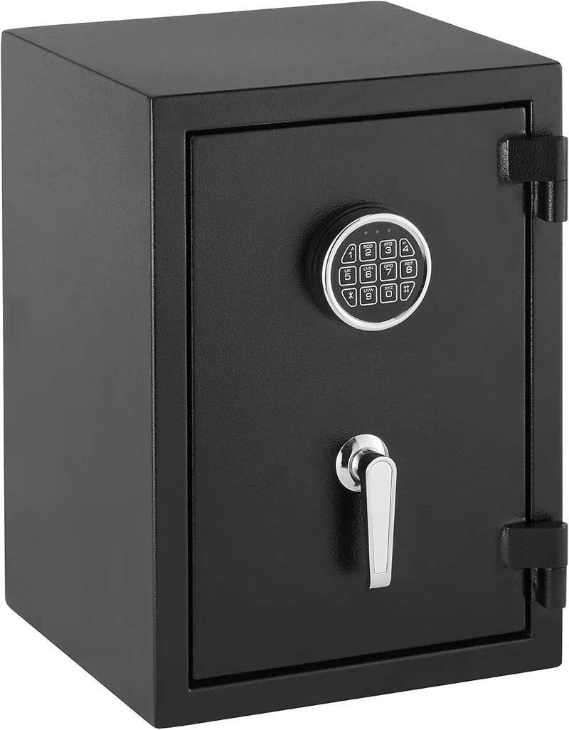 Amazon Basics ▫️ Cofre resistente ao fogo com teclado eletrónico programável, 35 l, preto, 36 x 35 x 50 cm (largura x profundidade x altura)