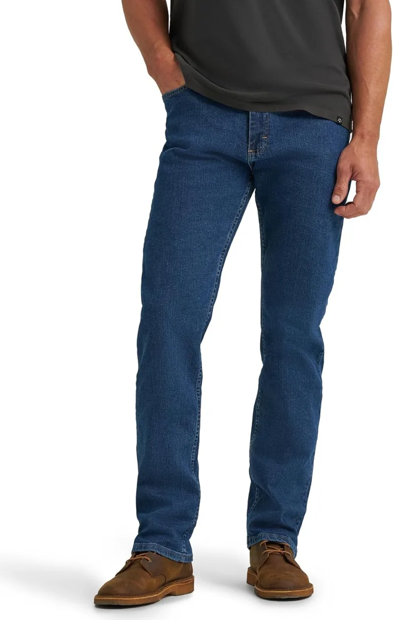 Wrangler Authentics ▫️ Wrangler Men's Regular Fit Comfort Flex Waist Jean, Dark Stonewash, 34X32