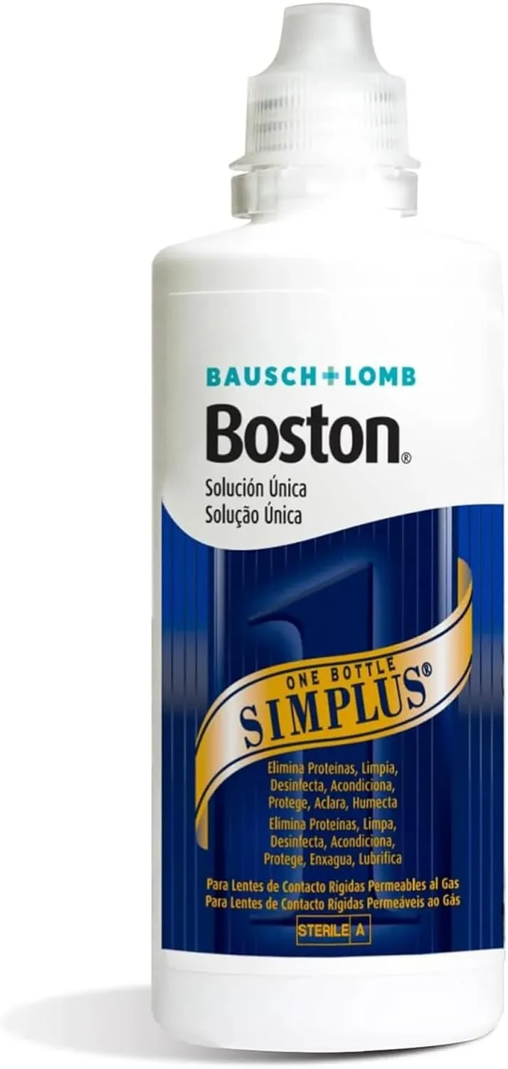 Boston ▫️ Simplus Solução Única, 1 x 120 ml | Bausch + Lomb, lentes de contacto rígidas, para lentes rígidas permeáveis ao gás, condiciona e reidrata