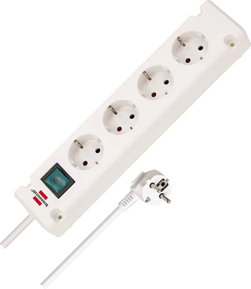 Brennenstuhl ▫️ Bremounta - régua de tomadas com 4 tomadas para instalação e fixação (cabo de 1,5 m, montável, com interruptor) Branco