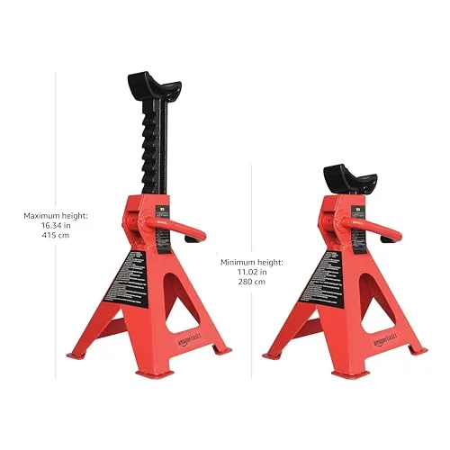 Amazon Basics ▫️ Suportes estabilizadores, em aço, capacidade de 3 toneladas (2,7 toneladas métricas) - 1 par, preto e vermelho 5