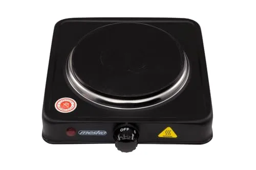 Mesko ▫️ MS 6508 MS-6508 Fogão elétrico, regulador de temperatura, compacto, para viagens e campismo, 154 mm, 1000 W, preto, 1000 W, alumínio 2